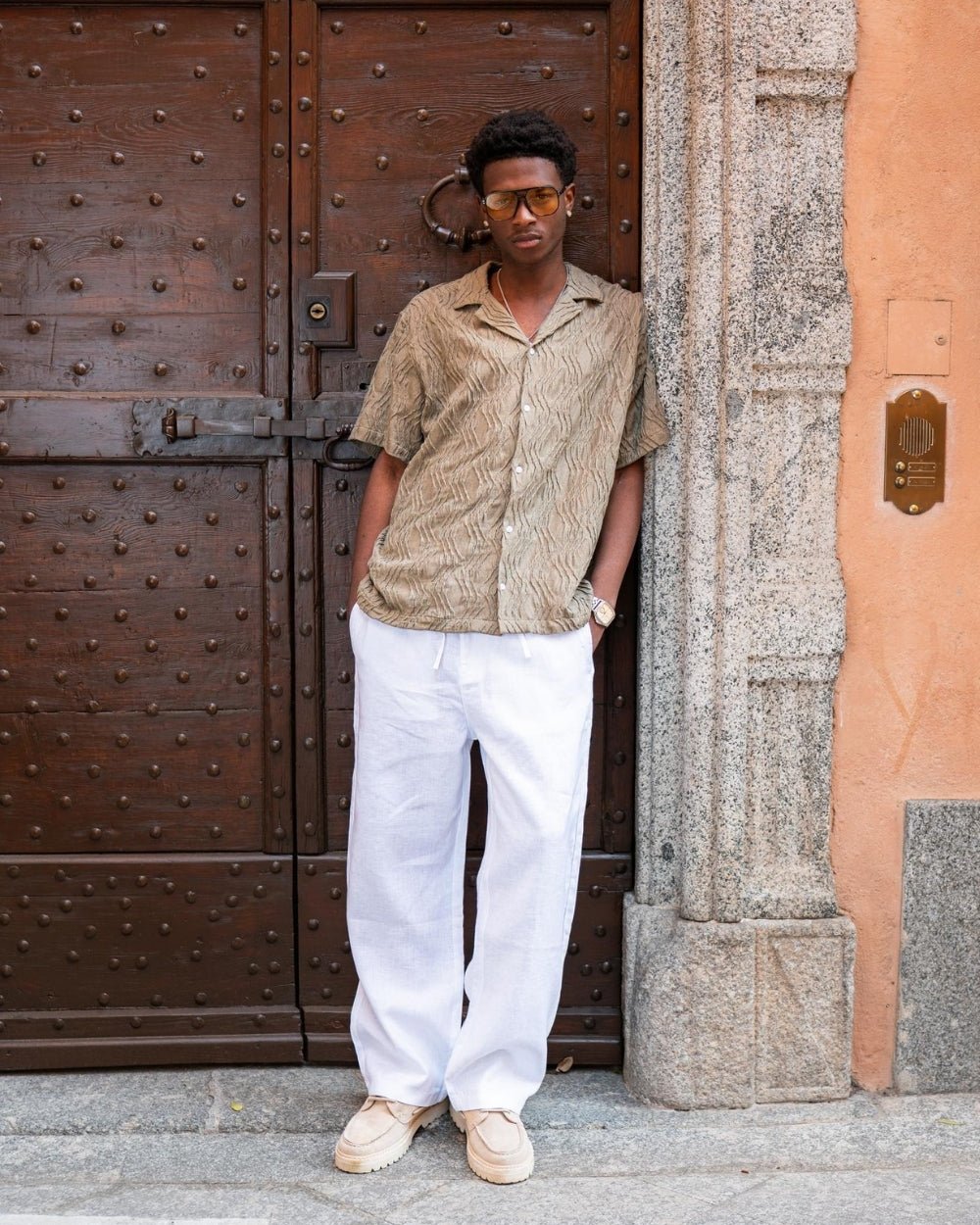 Kortærmet Jacquard Skjorte Army | Skagen - clothing.dk